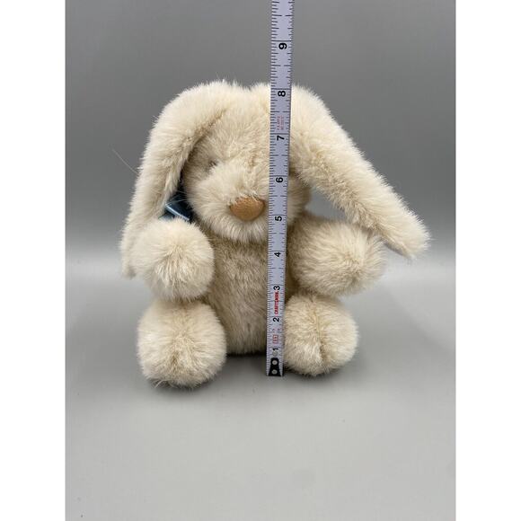 Vintage Applause 8” Beige Bunny Rabbit Plush Stuffed Animal W/ Blue Ribbon Bow - Picture 5 of 8